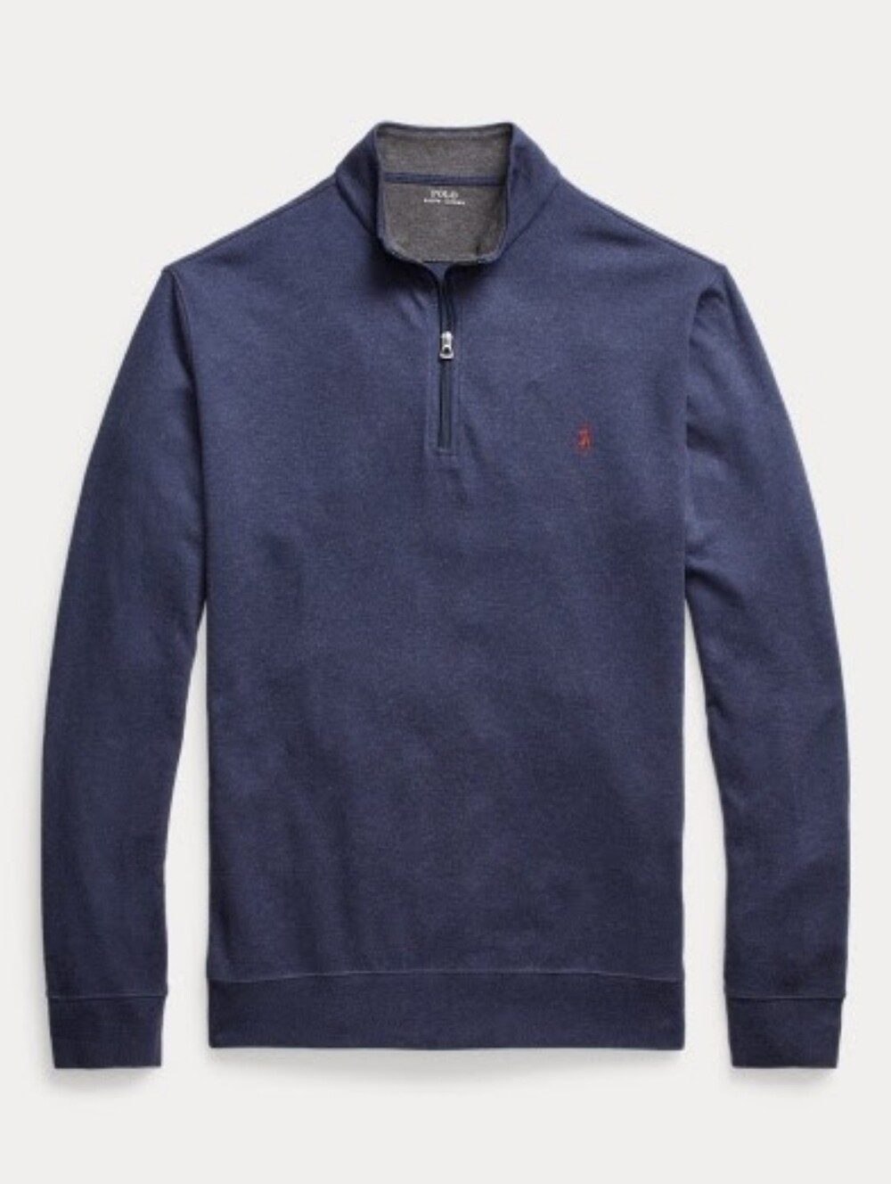 Ralph Lauren Luxury Jersey Quarter-Zip Pullover - Spring Navy Heather/Red, 5X
